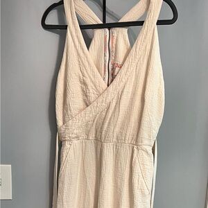 Anthropologie cream jumpsuit size 8